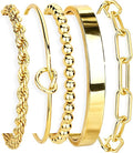Gokeey Gold Bracelets Set for Women Non Tarnish, Waterproof 14Kilver let Stackable Gold Bangles Bracelet for Women Trendy Fashion Accessories Tie Knot Cuban Rope Paperclip Beaded Bracelet Stack Jewelry Mothers Day Gifts for Mom Birthday