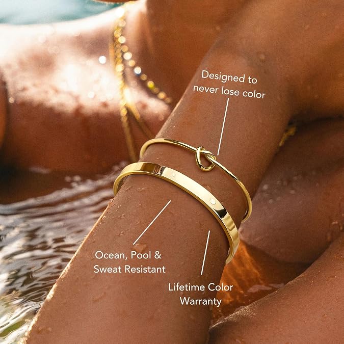 Gokeey Gold Bracelets Set for Women Non Tarnish, Waterproof 14Kilver let Stackable Gold Bangles Bracelet for Women Trendy Fashion Accessories Tie Knot Cuban Rope Paperclip Beaded Bracelet Stack Jewelry Mothers Day Gifts for Mom Birthday